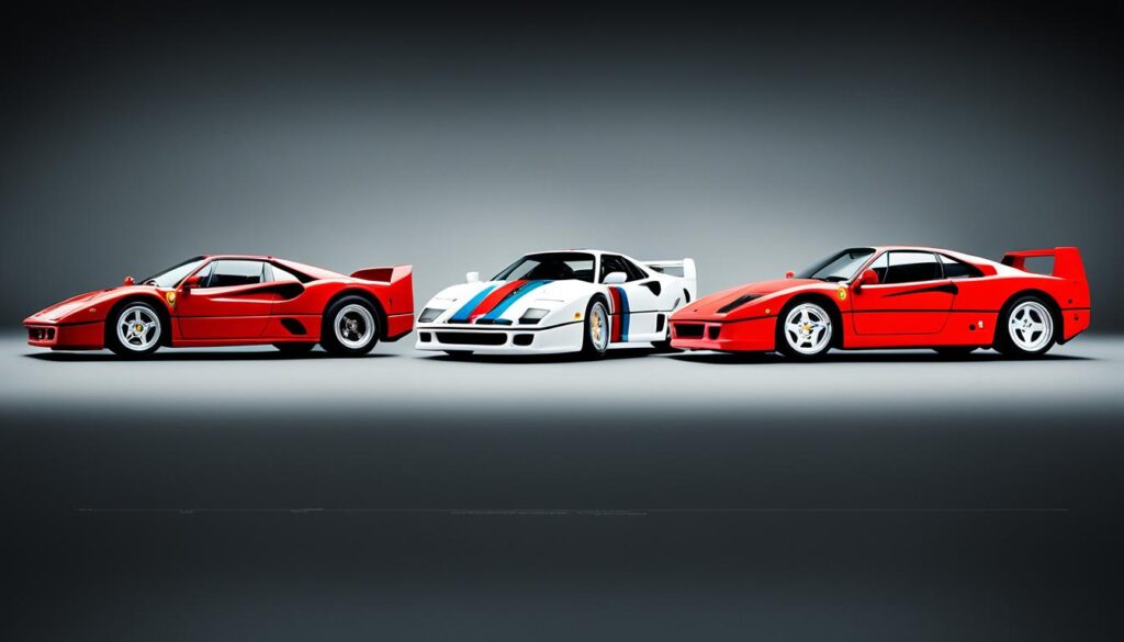 Ferrari F40 comparison chart